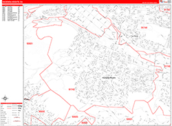 Hacienda Heights Wall Map Zip Code Red Line Style 2026